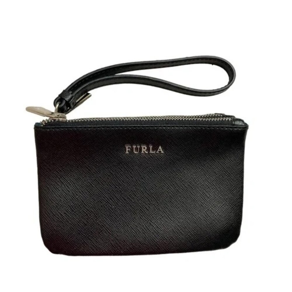 Furla rare triple zipper wristlet bag